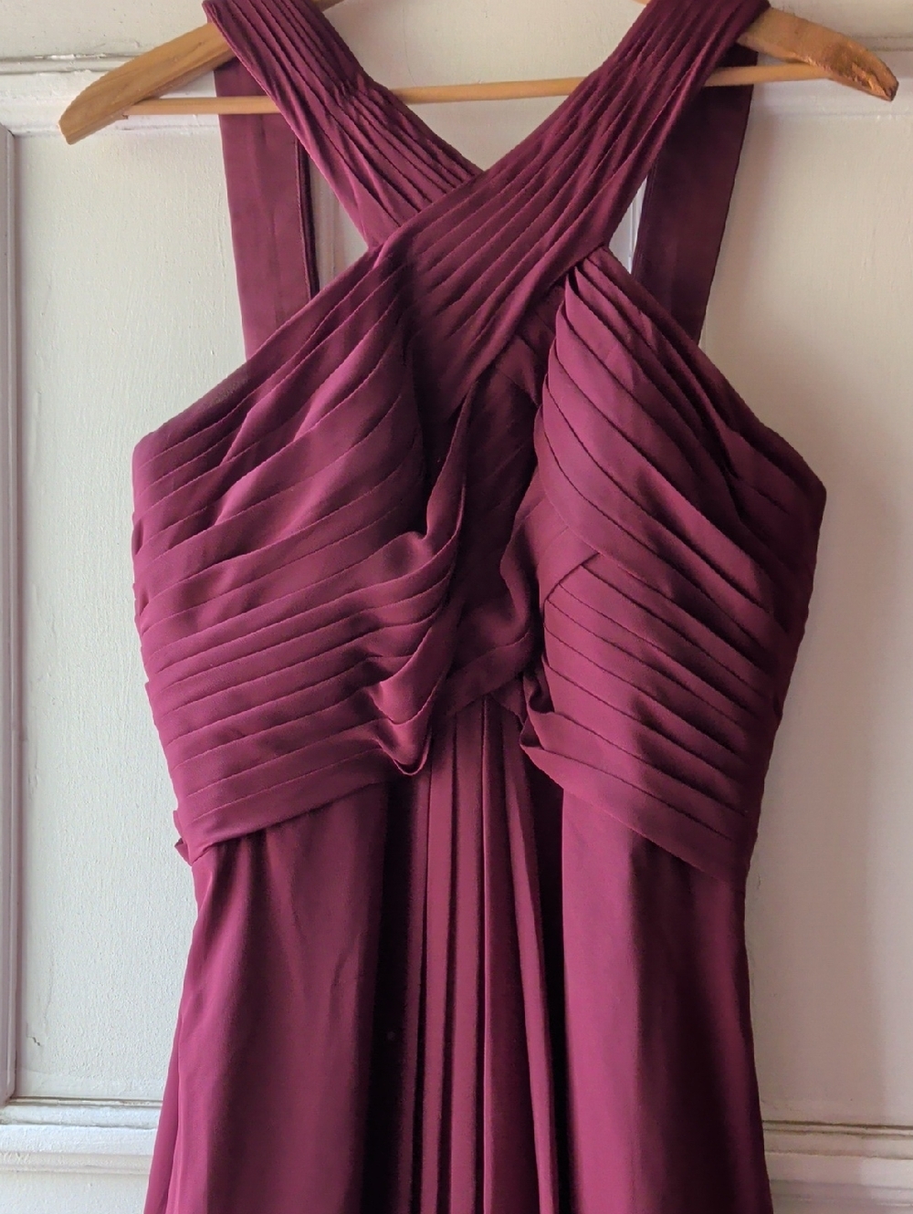 Azazie One-Shoulder Pleated Gown in Wine